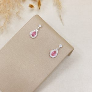 Brinco Gota Rosa com Zircônias