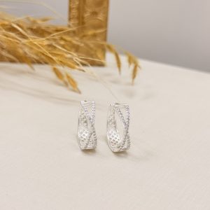 Brinco Argola Dupla em X com Zircônias