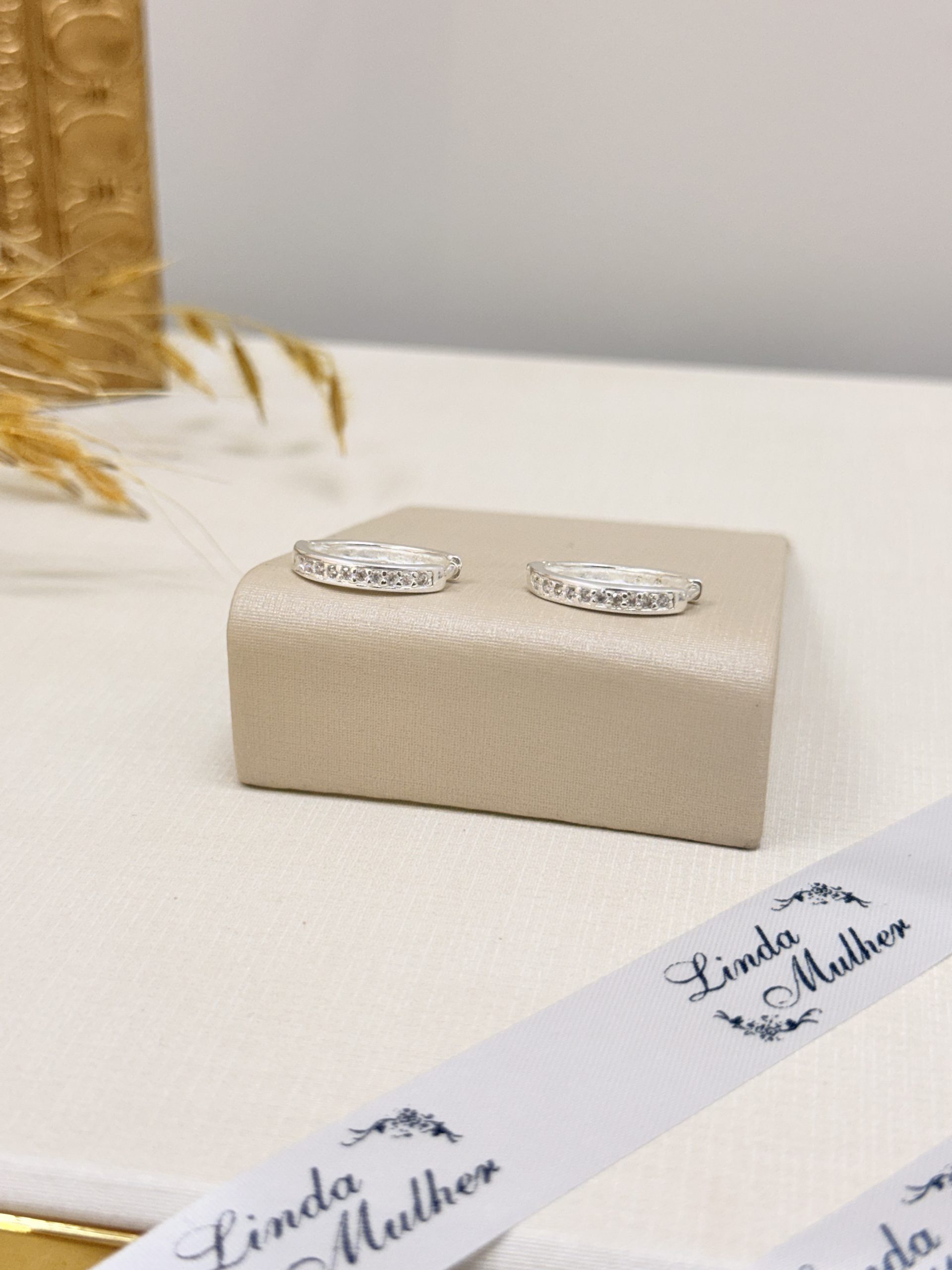 Brinco Oval com Zircônias Frente