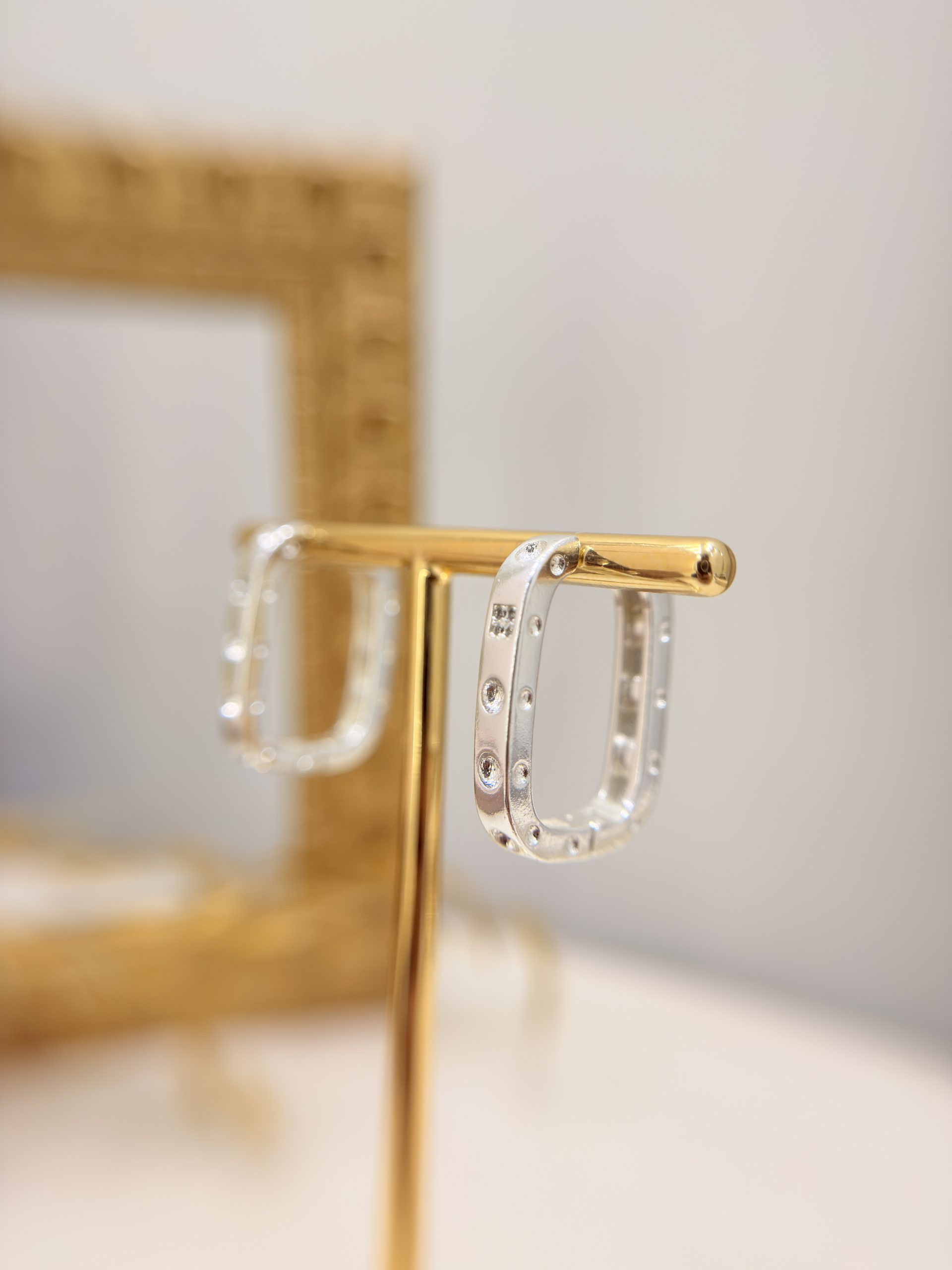 Brinco Argola Quadrada com Gotas Zirconia - Imagem 2