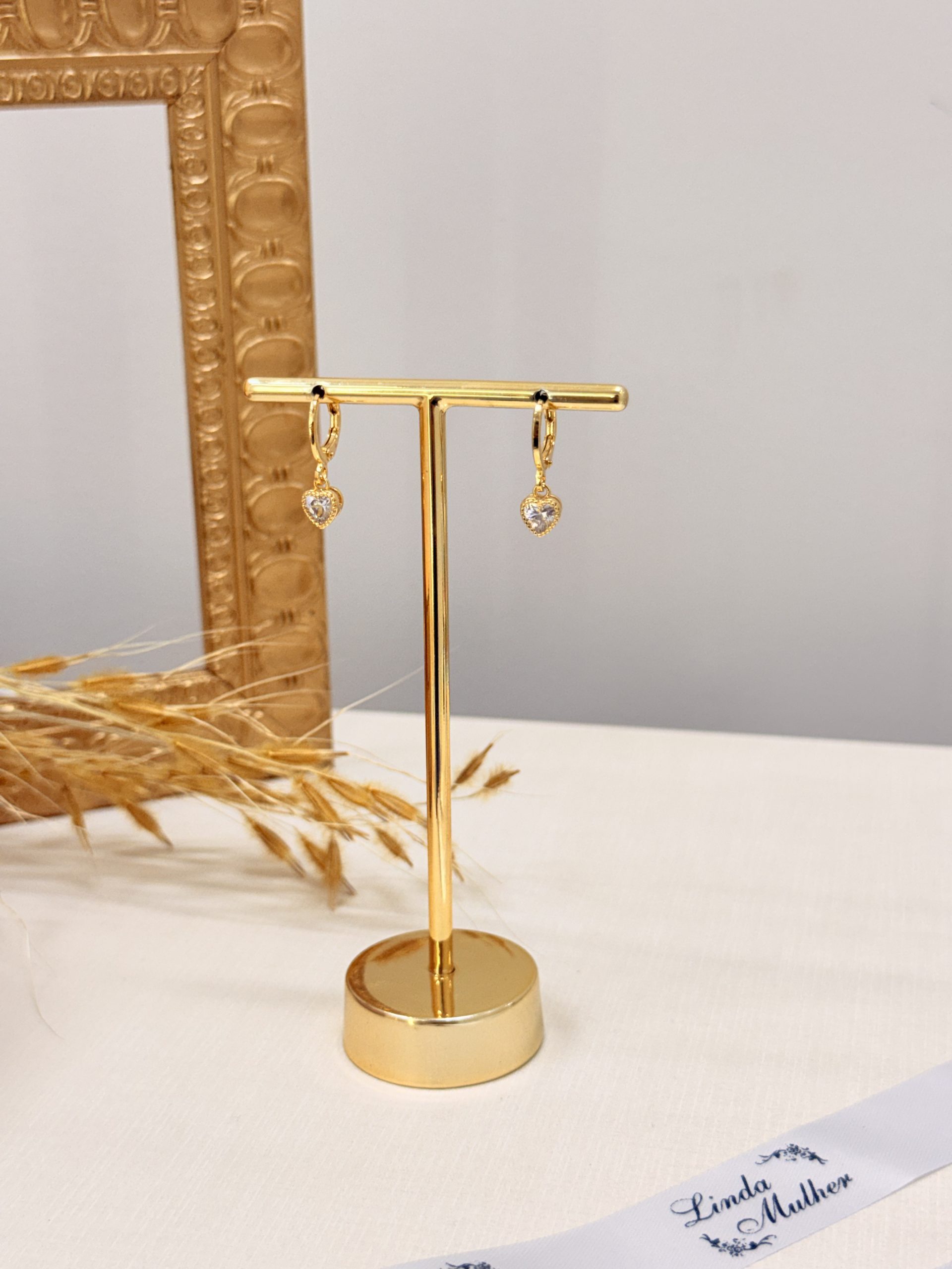 Brinco de Argola com Pingente de Coração - Imagem 2