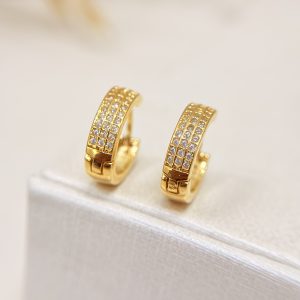 Brinco Argola 3 Fileiras Zirconia