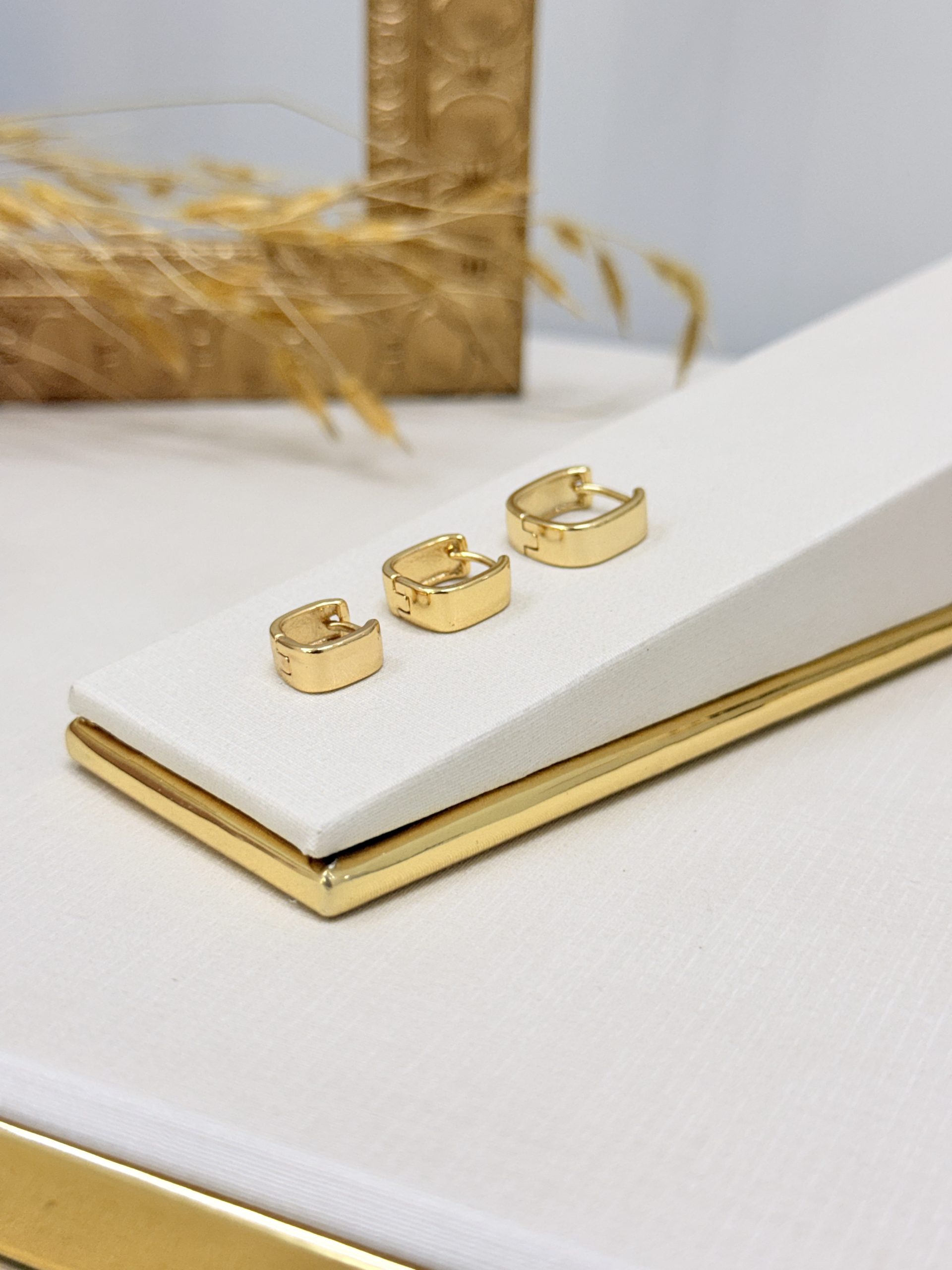 Brinco Trio Argola Quadradas Lisas