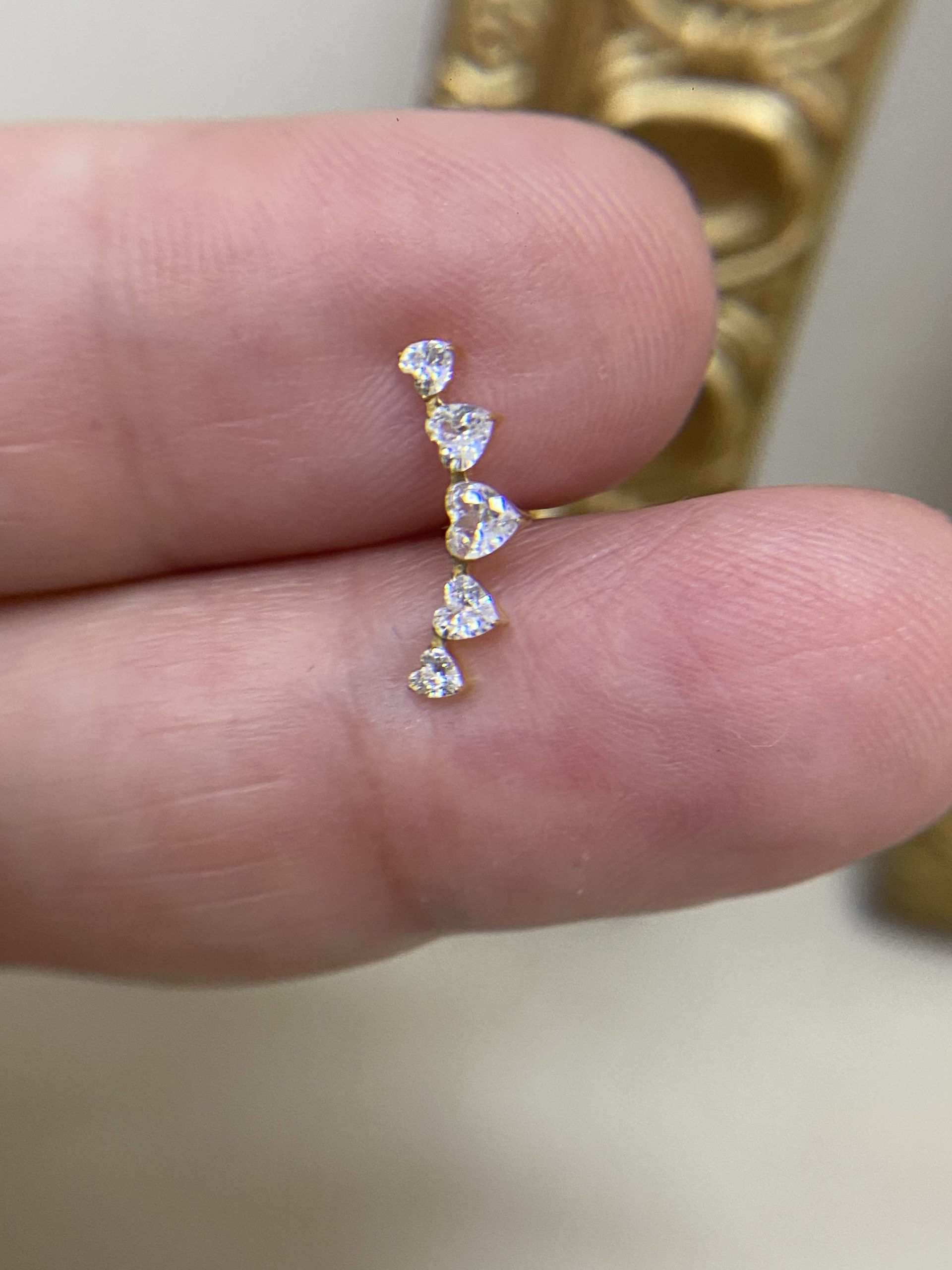 Piercing Titânio 5 Corações Zircônia
