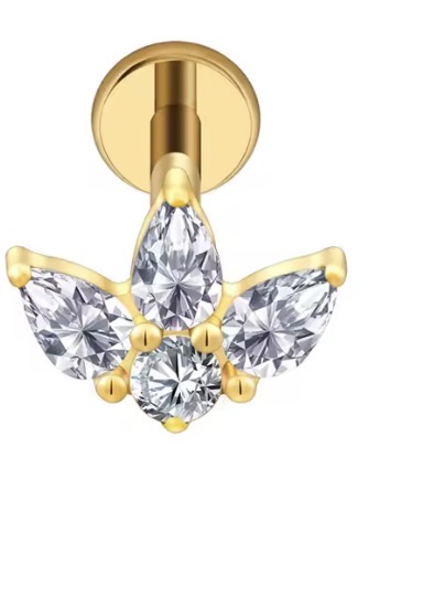 Piercing Titânio 3 Pétalas 1 Zirconia