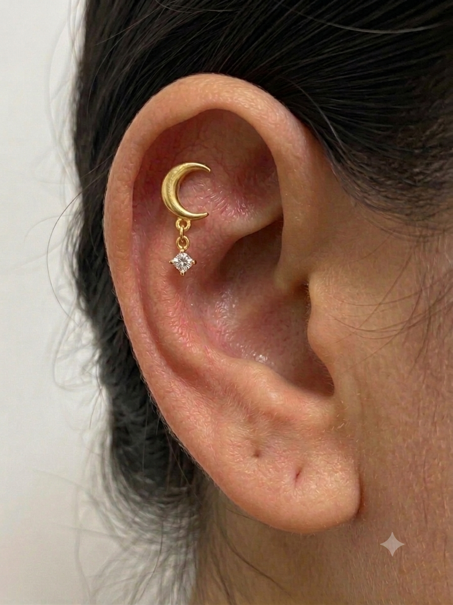 Piercing Titânio Lua e Zirconia - Imagem 2
